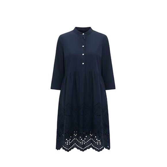 TUCKERNUCK Navy Eyelet Royal Shirt Dress Size L NWT Retail $188 Tuckernuck - Picture 7 of 7